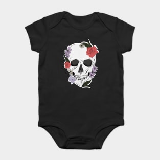 Skull floral Rose Vintage Day of the Dead Baby Bodysuit